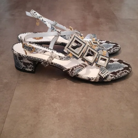 Ilasio Renzoni Animal Print Sandal Jewels Ankle Strap - Picture 4 of 9